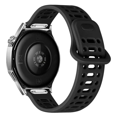 Silikon-Uhrenarmband für Samsung Galaxy Watch7 44mm / 40mm, 20mm, Schnellverschluss, hohler verstellbarer Dornschließe, Armband – Schwarz
