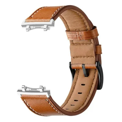 Fiber Leather Watch Band for Huami Amazfit T-Rex 3 Stitching Line Quick Release Replacement Strap - Brown