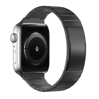 Dual Folded Buckle Watch Band for Apple Watch Series 12 11 10 42mm  /  9 8 7 41mm  /  SE3 SE2 SE 6 5 4 40mm  /  3 2 1 38mm Titanium Alloy Wrist Strap - Black