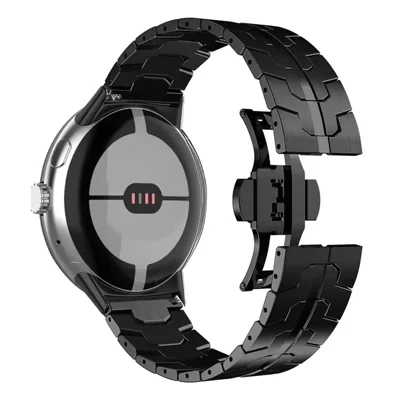 Watch Band For Google Pixel Watch 5 45mm / Watch 4 45mm / Watch 3 45mm Butterfly Clasp Stainless Steel Wrist Strap - Black