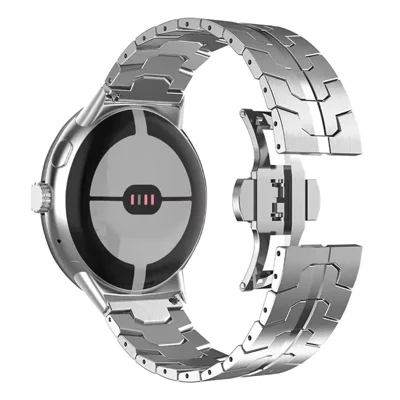 Watch Band for Google Pixel Watch 5 / Watch 4 / Watch 3 / Watch 2 / Watch 41mm Butterfly Clasp Stainless Steel Wrist Strap - Silver