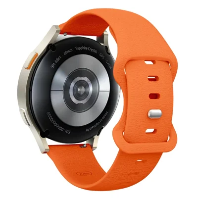 20mm Silicone Watch Band for Samsung Galaxy Watch7 44mm / 40mm / Watch6 Classic 47mm / 43mm Litchi Texture Strap with Butterfly Buckle - Orange