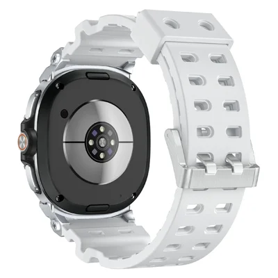 Double-Hole Breathable Strap for Samsung Galaxy Watch8 Classic 46mm / Watch8 40mm / 44mm Silicone Watch Band - White