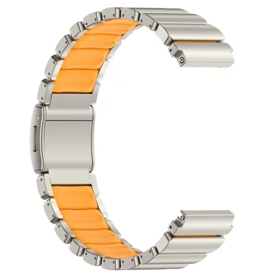 Quick-Release-22mm Magnetic Clasp Watch Band for Huawei Watch GT 7 46mm / Watch GT 6 / 6 Pro / 5 / 5 Pro / 4 / 3 / 2 46mm Quick Release Titanium Alloy Wrist Strap - Titanium / Orange