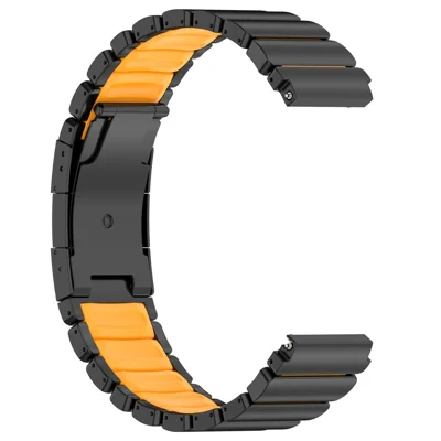 Quick-Release-22mm Folding Clasp Watch Band for Huawei Watch GT 7 46mm / Watch GT 6 / 6 Pro / 5 / 5 Pro / 4 / 3 / 2 46mm Quick Release Titanium Alloy Wrist Strap - Black / Orange