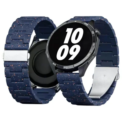20mm Splash-Ink Design Strap for Samsung Galaxy Watch7 44mm / 40mm / Watch6 Classic 47mm / 43mm Replacement PC Watch Band - Blue