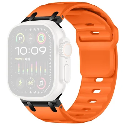 Silicone Strap for Apple Watch Ultra 4 3 2 1 49mm / Series 12 11 10 46mm / 9 8 7 45mm / SE3 SE2 SE 6 5 4 44mm / 3 2 1 42mm Waterproof Watchband - Orange