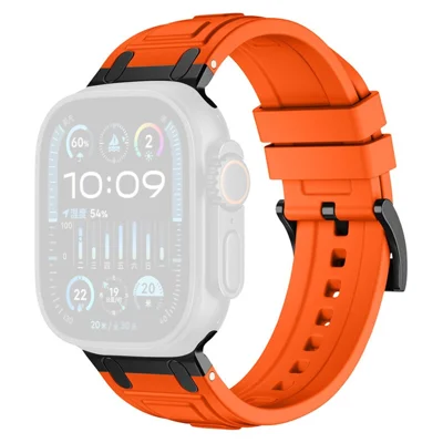 Armor Silicone Watch Band for Apple Watch Series 12 11 10 42mm  /  9 8 7 41mm  /  SE3 SE2 SE 6 5 4 40mm  /  3 2 1 38mm Adjustable Strap - Orange