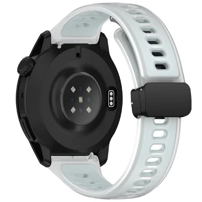 Siliconeurband til Coros Pace 4 22 mm, transparent hvidt urbånd med magnetisk folderesning