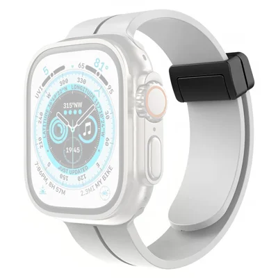 COTECI W108 Magnetic Silicone Band for Apple Watch Series 12 11 10 42mm / 9 8 7 41mm / SE3 SE2 SE 6 5 4 40mm / 3 2 1 38mm Watch Strap - White