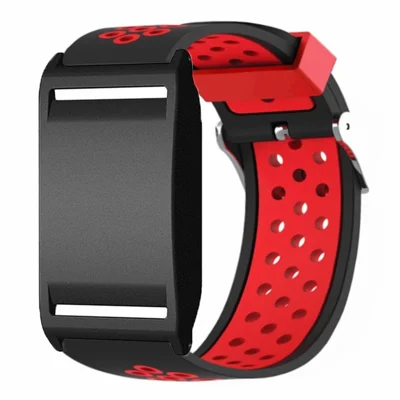 For Polar Loop Fitness Tracker Band Dual Color Breathable Silicone Wrist Strap with Protective Case - Black / Red