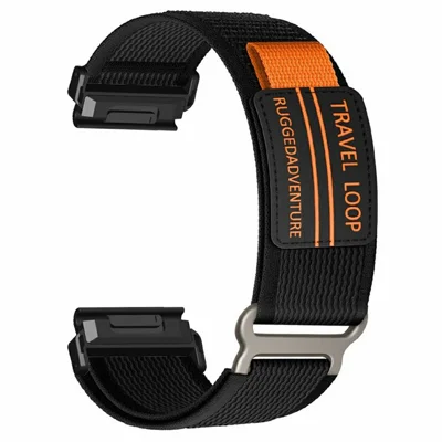 For Huami Amazfit T-Rex Ultra 2 26mm Nylon Strap Magic Tape Watch Band with Metal Buckle - Black