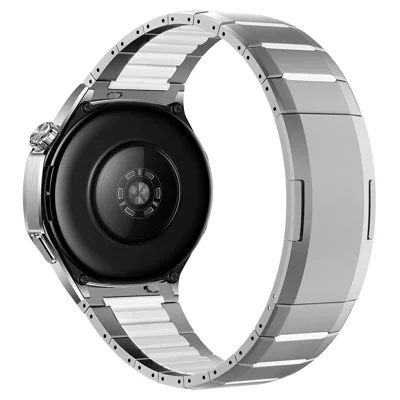 Cinturino in acciaio inossidabile per Huawei Watch GT 6 46 mm / GT 5 46 mm / GT 5 Pro 46 mm, 22 mm, fascia metallica a doppio colore con chiusura laterale - Titanio/Bianco