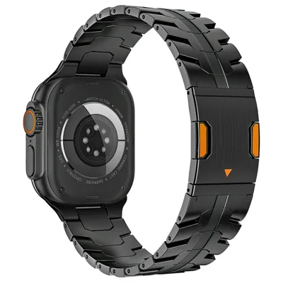 Titanium Alloy Strap for Apple Watch Ultra 4 3 2 1 49mm / Series 12 11 10 46mm / 9 8 7 45mm / SE3 SE2 SE 6 5 4 44mm / 3 2 1 42mm Magnetic Metal Band - Black