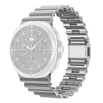 Magnetic Strap for Samsung Galaxy Watch8 44mm / 40mm / Watch8 Classic 46mm Ocean Wave Stainless Steel Watch Band - Grey