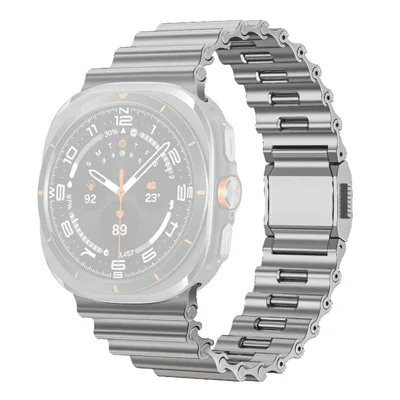 Magnetic Strap for Samsung Galaxy Watch Ultra2 47mm / Watch Ultra (2025) 47mm / Watch Ultra 47mm Ocean Wave Stainless Steel Watch Band - Grey