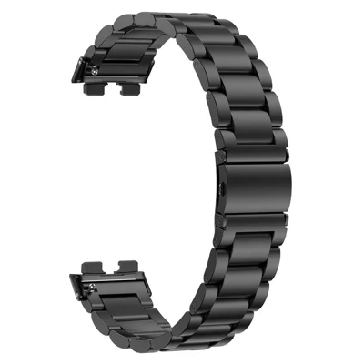 Stainless Steel Strap for Huawei Band 11 / 11 Pro / 11 NFC / 11 Pro NFC Three-Bead Metal Watch Band - Black