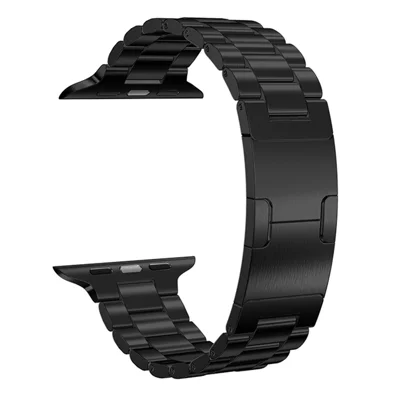 Electroplated Stainless Steel Strap for Apple Watch Series 12 11 10 42mm  /  9 8 7 41mm  /  SE3 SE2 SE 6 5 4 40mm  /  3 2 1 38mm Metal Band with Turtle Back Buckle - Black