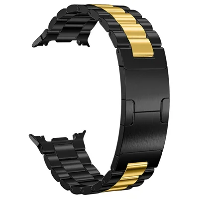 Electroplated Stainless Steel Strap for Samsung Galaxy Watch9 40mm / 44mm /  Watch8 44mm  /  40mm  /  Watch8 Classic 46mm Turtle Shell Buckle Wristband - Black  /  Gold