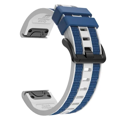 22mm Quick Release Silicone Strap for Garmin Fenix 8 Pro AMOLED 47mm / Fenix 8 47mm / Fenix E 47mm Dual Color Watch Band with Screwdriver - White / Blue