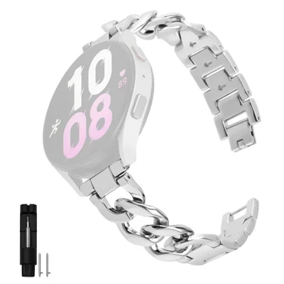 22mm Watch Band for Huawei Watch GT 5 Pro 46mm / GT 5 46mm / GT 4 46mm Stainless Steel Metal Chain Adjustable Bracelet Strap - Silver