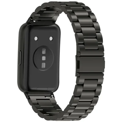 Watch Band for Huawei Band 11  /  11 Pro  /  11 NFC  /  11 Pro NFC Stainless Steel Three-Bead Replacement Strap with Tool - Black