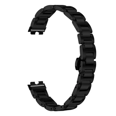 For Huawei Band 11 / 11 Pro Watch Band Butterfly Clasp Stainless Steel Electroplated Strap - Black