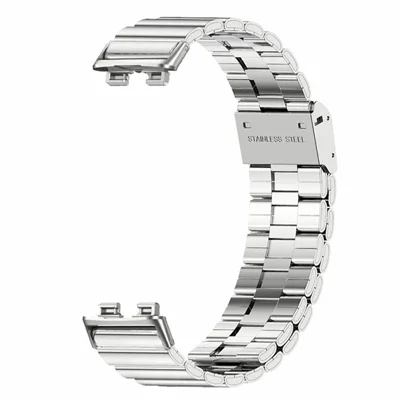 Bamboo Link Strap for Huawei Band 11 Pro NFC / 11 NFC / 11 Pro / 11 Stainless Steel Metal Watch Band Replacement - Silver