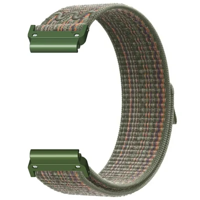Für Huami Amazfit T-Rex Ultra 2 26mm Gesticktes Nylon-Armband Ersatzband Schlaufe - Dunkelgrün Orange