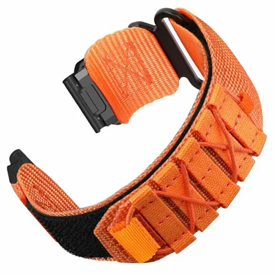 Für Huami Amazfit T-Rex Ultra 2 26 mm Nylon-Armband mit Klettverschluss, militärischer Stil - Orange
