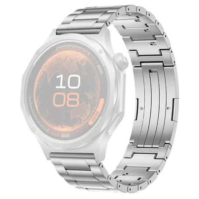 22mm Titanium Watch Band for Oppo Watch X3 / Huawei Watch GT 6 46mm / GT 5 46mm Quick Release Three Bead Metal Strap - Silver