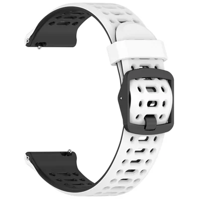 Pulseira de Silicone Bicolor 20mm com Furos Respiráveis para Samsung Galaxy Watch7 44mm / 40mm / Watch6 Classic 47mm / 43mm - Branco / Preto