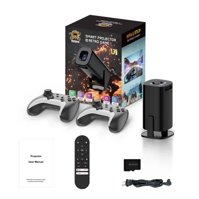 U1 4K Projektor med Retro Gamingkonsol Allwinner H723 Android 14 200 Lumen 36000+ Spil Skærm Projektionsenhed til Hjembiografen - EU Stik