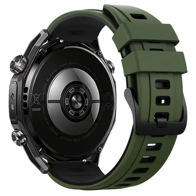 22mm Dual Color Silicone Strap for Huawei Watch Ultimate 2 / Watch GT 6 46mm / Watch GT 5 46mm Sports Watch Band - Army Green / Black