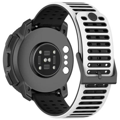 Bracelet de montre en silicone 22 mm pour Suunto Nautic S / Vertical 2 / Huawei Watch GT Runner 2, bracelet sport bicolore - Blanc + Noir