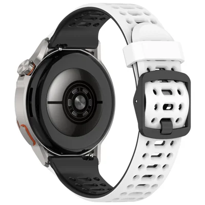 Für Huawei Watch GT Runner 2 / Coros Pace 3 22 mm Silikonarmband Zweifarbiger Sportriemen atmungsaktives Armband – Weiß + Schwarz