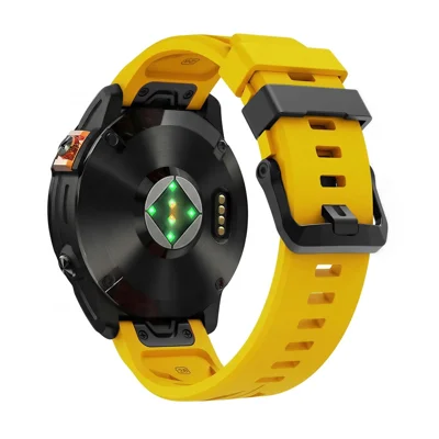 26mm Silicone Strap for Garmin Fenix 8 Pro AMOLED 51mm / Fenix 8 51mm / Enduro 3 / Enduro 2 Groove Design Watch Band - Yellow