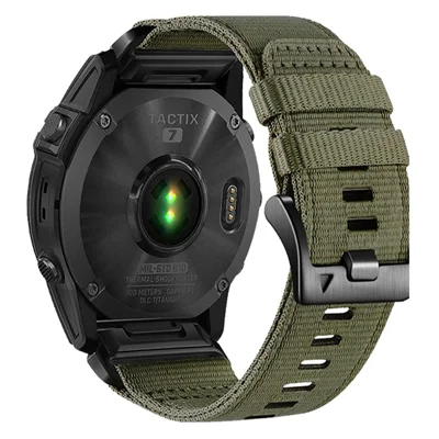 22mm Tactical Watch Band for Garmin Tactix 8 47mm / Fenix 8 47mm / Fenix E 47mm Quick Release Nylon Strap - Olive Green