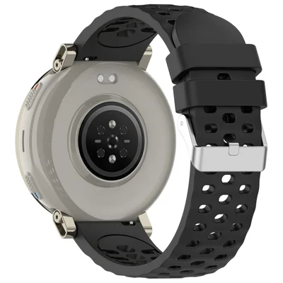 20mm Breathable Holes Silicone Strap for Huami Amazfit Active 3 Premium / Samsung Galaxy Watch7 44mm / 40mm Sports Watch Strap - Black