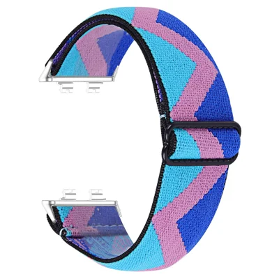 For Huawei Band 11 / 11 Pro Elastic Strap Printed Pattern Adjustable Nylon Watch Band with Silver Connector - 1#