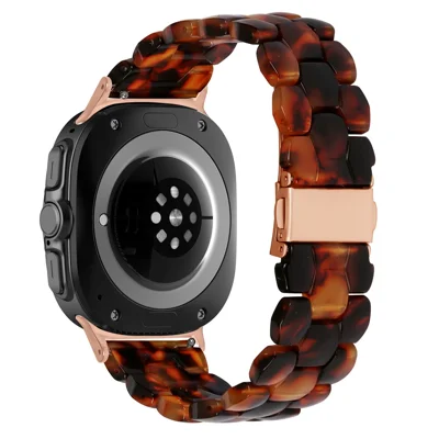 For Samsung Galaxy Watch Ultra2 47mm / Watch Ultra (2025) 47mm / Watch Ultra 47mm Hexagonal Resin Strap Waterproof Watch Band - Tortoiseshell
