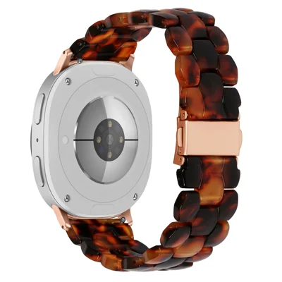 Hexagonal Resin Strap for Samsung Galaxy Watch9 40mm / 44mm /  Watch8 40mm / 44mm / Watch8 Classic 46mm Waterproof Watch Band - Tortoiseshell