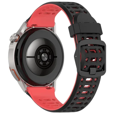 For Huawei Watch GT Runner 2 Quick-Release-20mm Silicone Strap Dual Color Watch Band Replacement - Black  /  Red