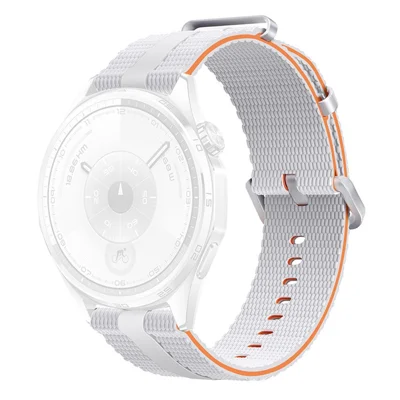 18mm Strap for Huawei Watch GT 6 41mm / GT 5 41mm / GT 4 41mm Silicone Band Linear Texture Sport Wristband - White+Orange