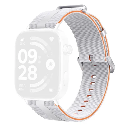 Silikonband für Xiaomi Redmi Watch 6 / 5 / 4 / Smart Band 9 Pro / 8 Pro, linienförmige Textur, Sportarmband – Weiß + Orange