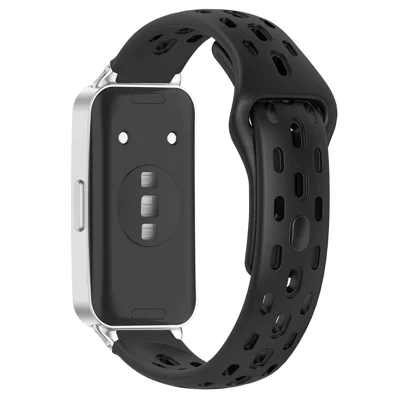 Watch Band for Huawei Band 11 Pro NFC / 11 NFC / 11 Pro / 11 Holes Design Silicone Wrist Strap - Black