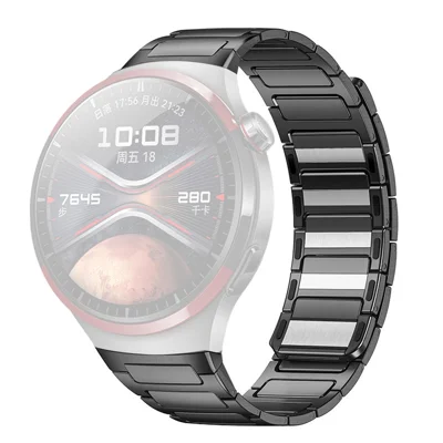 Edelstahl-Armband für Huawei Watch 4 Pro, magnetisches Metallarmband mit Druckverschluss – Titangrau
