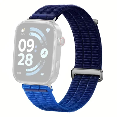 Nylon Loop Watch Strap for Xiaomi Smart Band 10 Pro / 9 Pro / 8 Pro / Redmi Watch 6 / 5 / 4 Magic Tape Breathable Band with Metal Connector - Dusk Blue