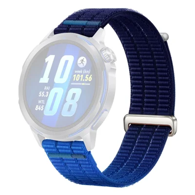20mm Nylon Loop Watch Strap for Samsung Galaxy Watch7 44mm / 40mm / Watch6 Classic 47mm / 43mm Magic Tape Breathable Band with Metal Connector - Dusk Blue