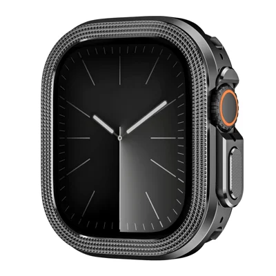 Watch Case for Apple Watch Ultra 3 49mm / Ultra 2 49mm / Ultra 49mm Diamond Textured Zinc Alloy + PC Protective Cover - Black